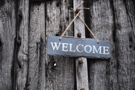 Welcome sign, Haddon Hall